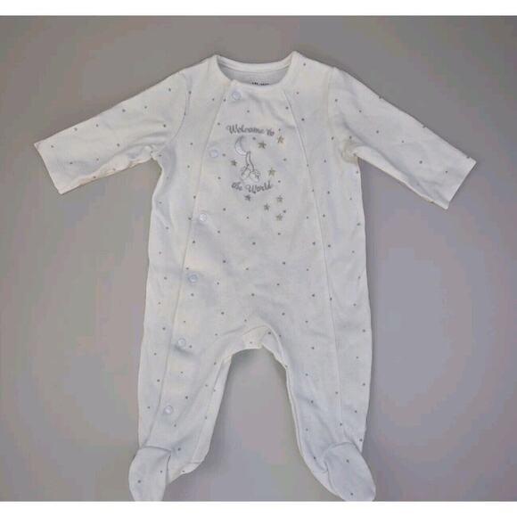 LITTLE ME UNISEX WELCOME TO‎ THE WORLD FOOTIE WHITE 3M BABY - Picture 1 of 5